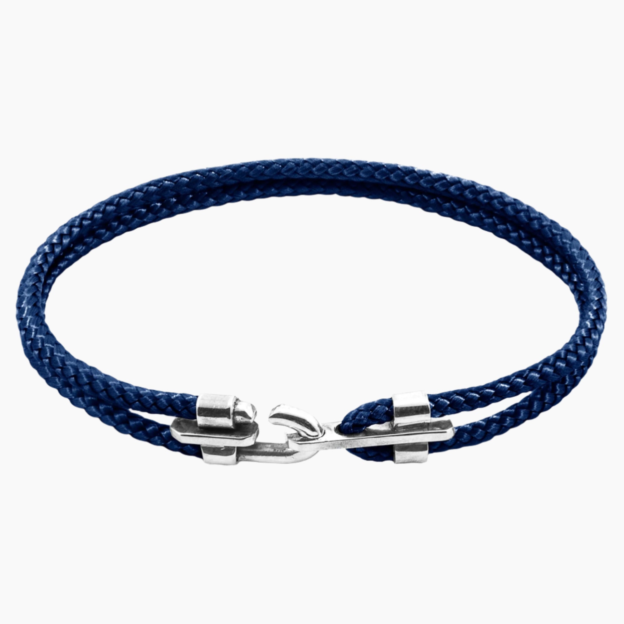Canterbury Silver and Rope Bracelet - Navy Blue