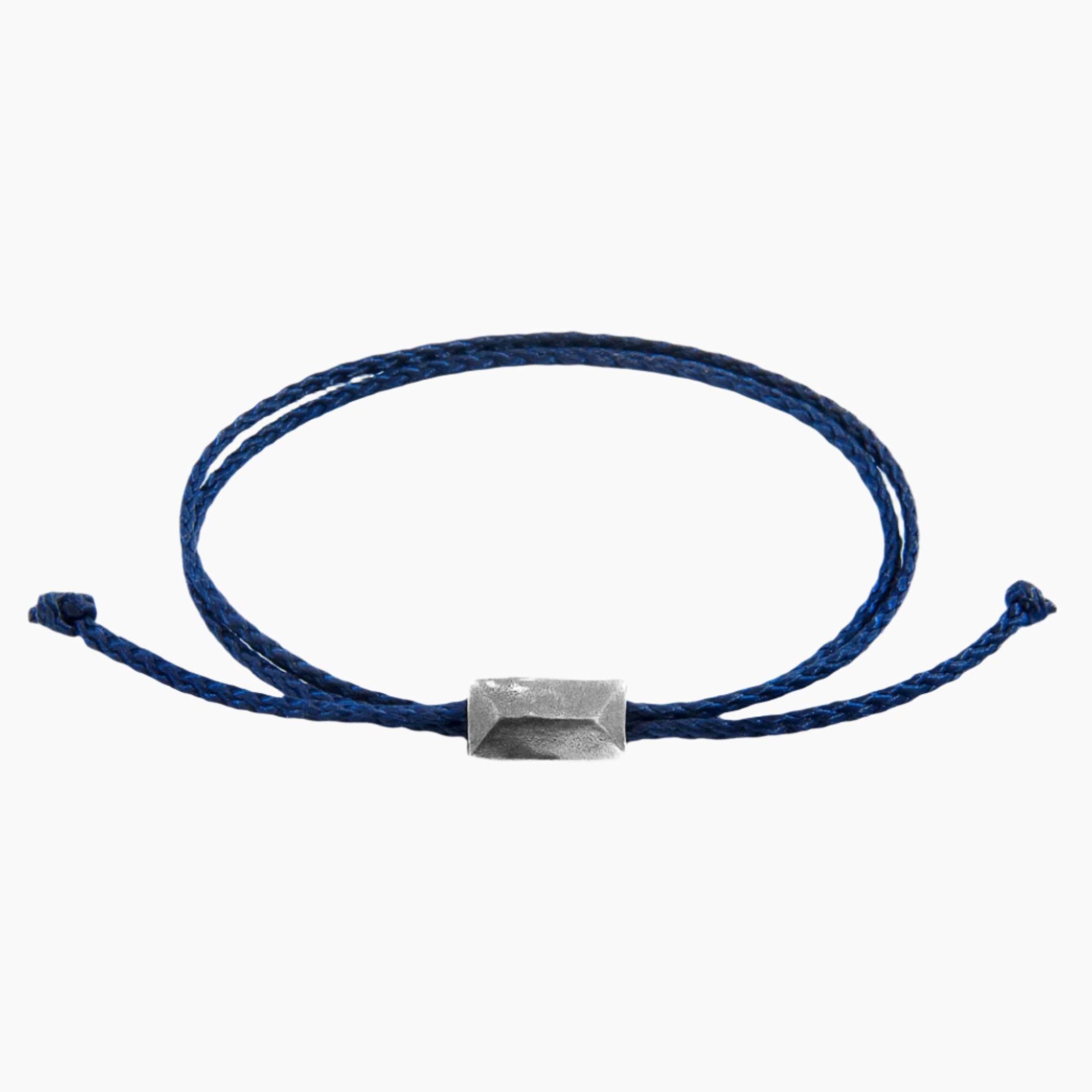 Edward Silver and Rope SKINNY Bracelet - Navy Blue