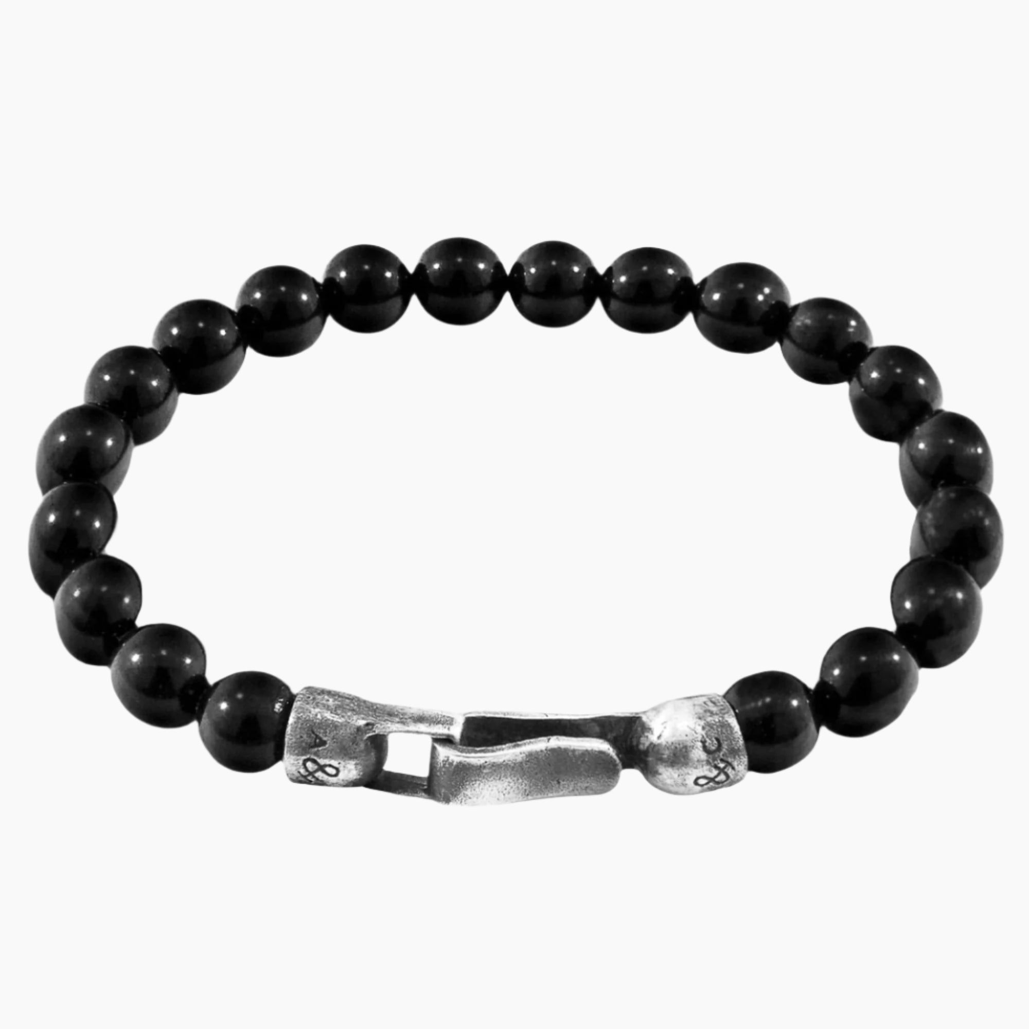 Nachi Silver and Stone Beaded Bracelet - Black Onyx