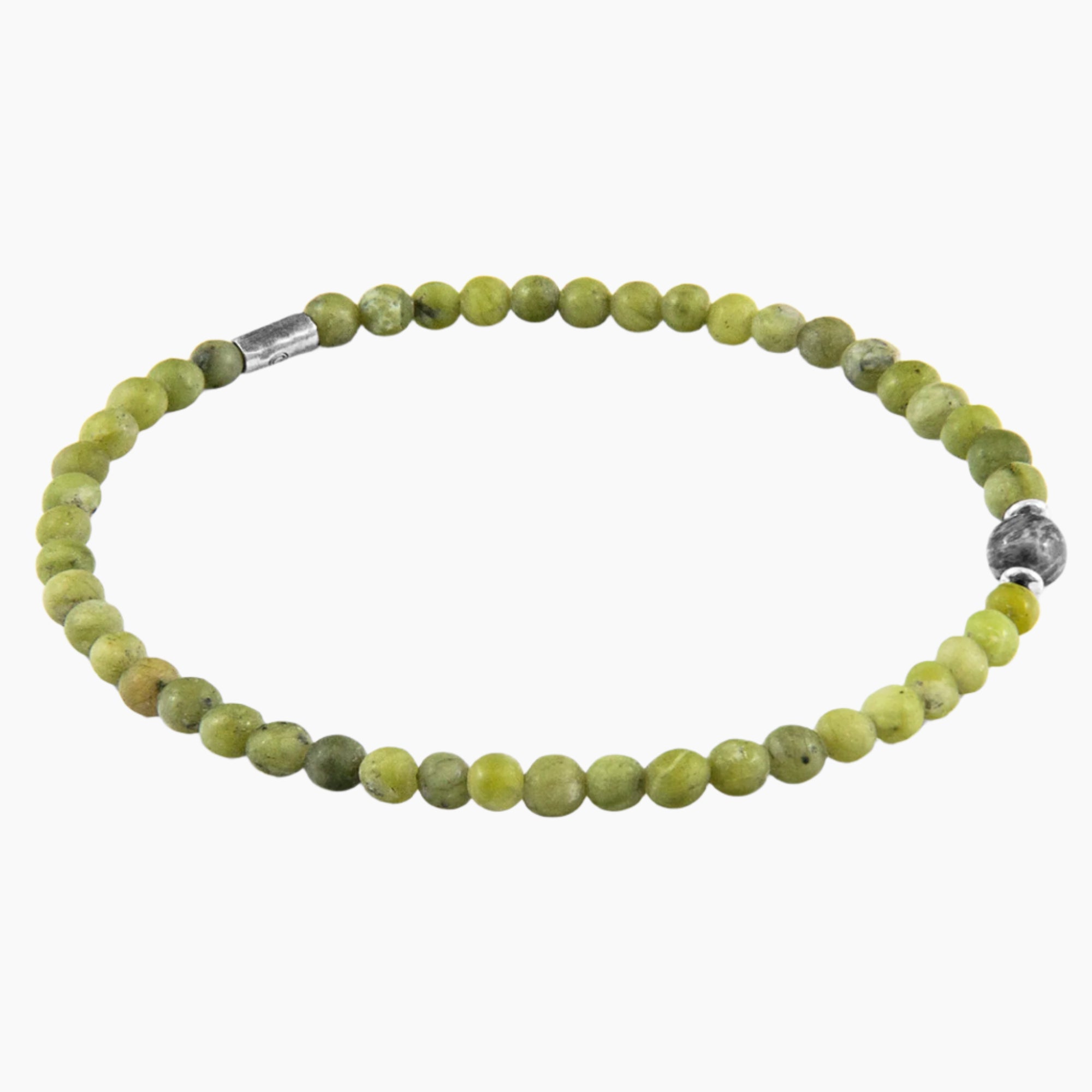 Walter Silver and Stone SKINNY Bracelet - Green Jade and Grey Jasper