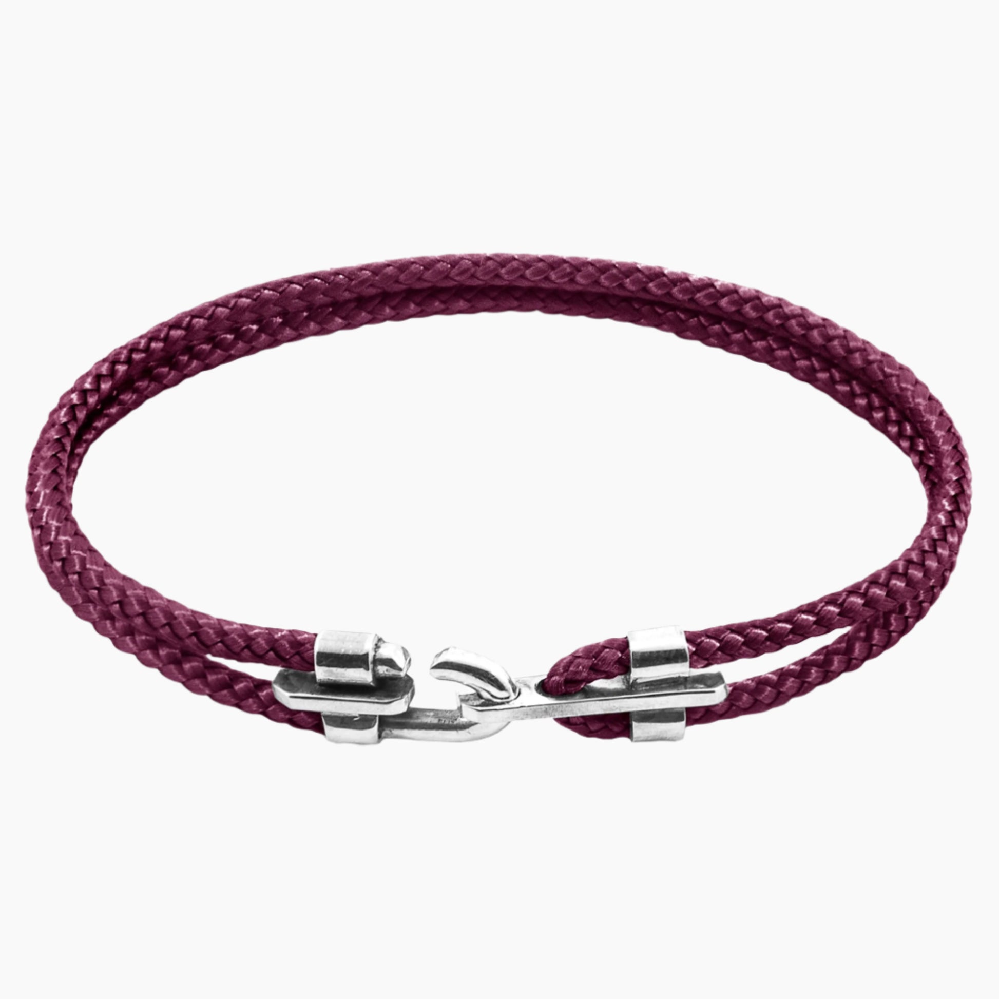 Canterbury Silver and Rope Bracelet - Aubergine Purple