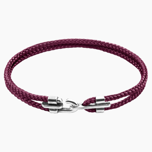 Canterbury Silver and Rope Bracelet - Aubergine Purple