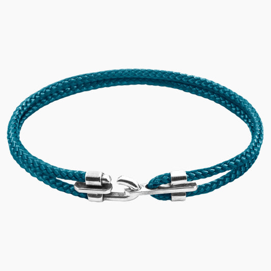 Canterbury Silver and Rope Bracelet - Ocean Blue
