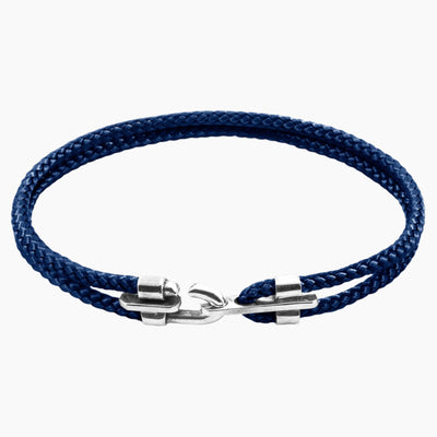 Canterbury Silver and Rope Bracelet - Navy Blue