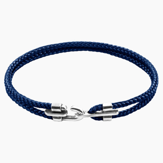 Canterbury Silver and Rope Bracelet - Navy Blue