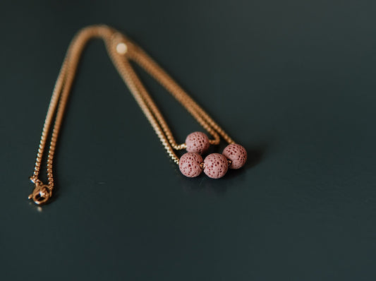Diffuser Set, Necklace and Bracelet - Pink Lava
