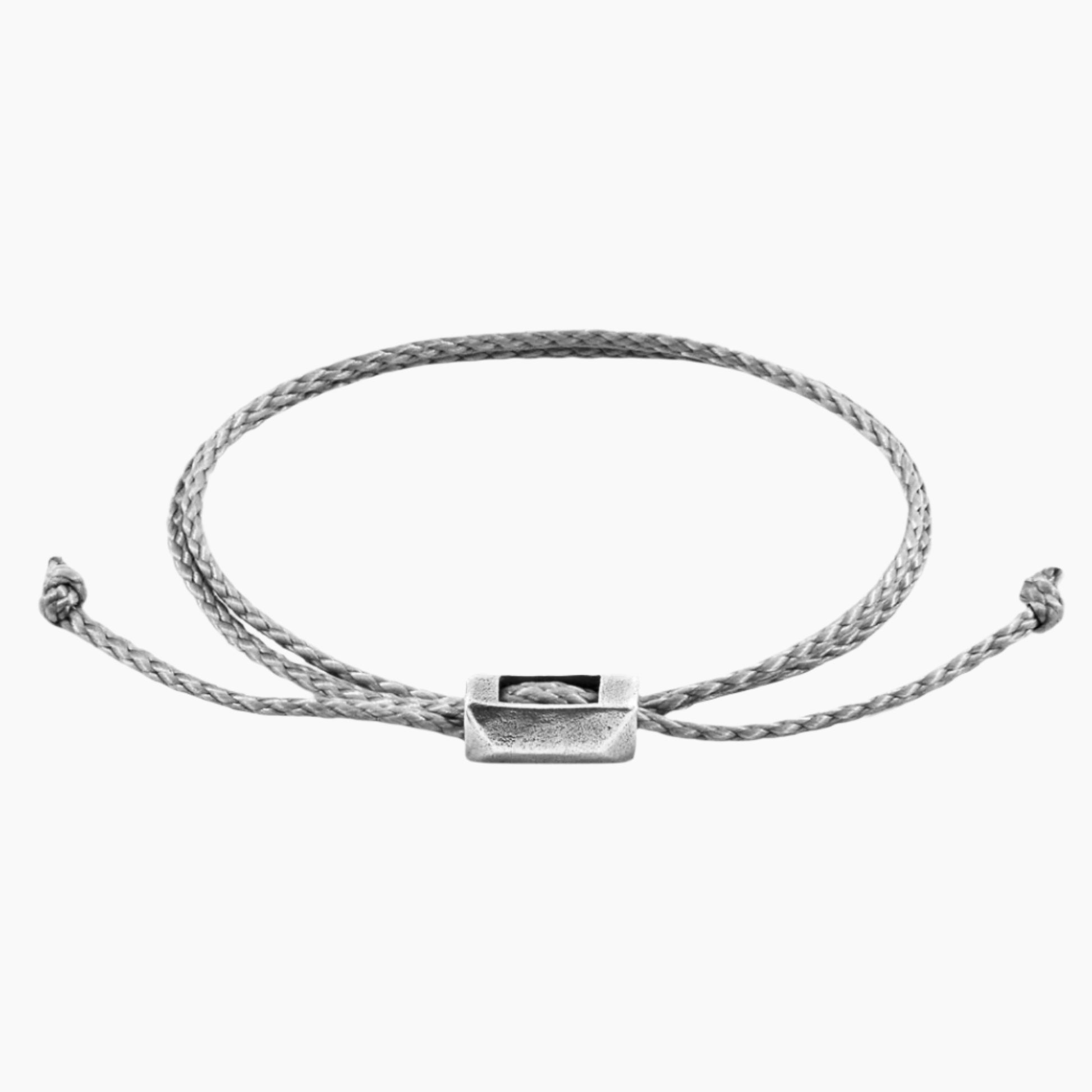 Edward Silver and Rope SKINNY Bracelet - Classic Grey