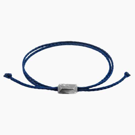 Edward Silver and Rope SKINNY Bracelet - Navy Blue