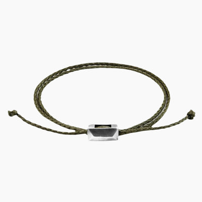 Edward Silver and Rope SKINNY Bracelet - Khaki Green