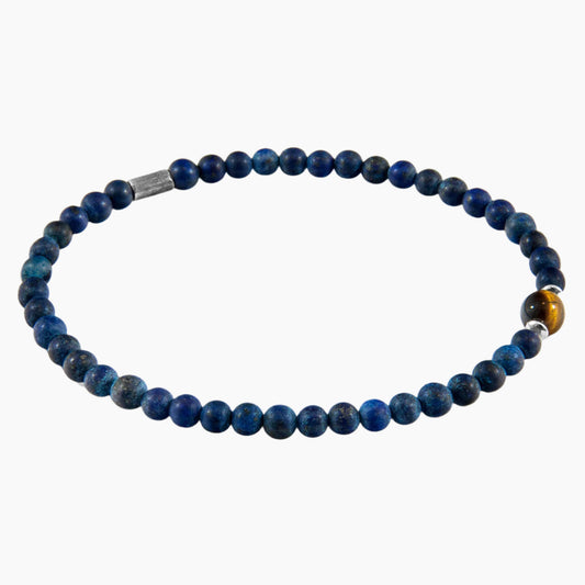 Walter Silver and Stone SKINNY Bracelet - Blue Sodalite and Brown Tigers Eye