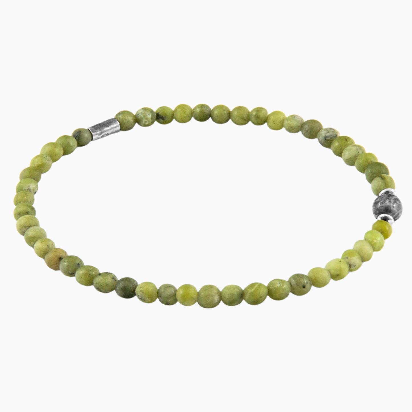 Walter Silver and Stone SKINNY Bracelet - Green Jade and Grey Jasper